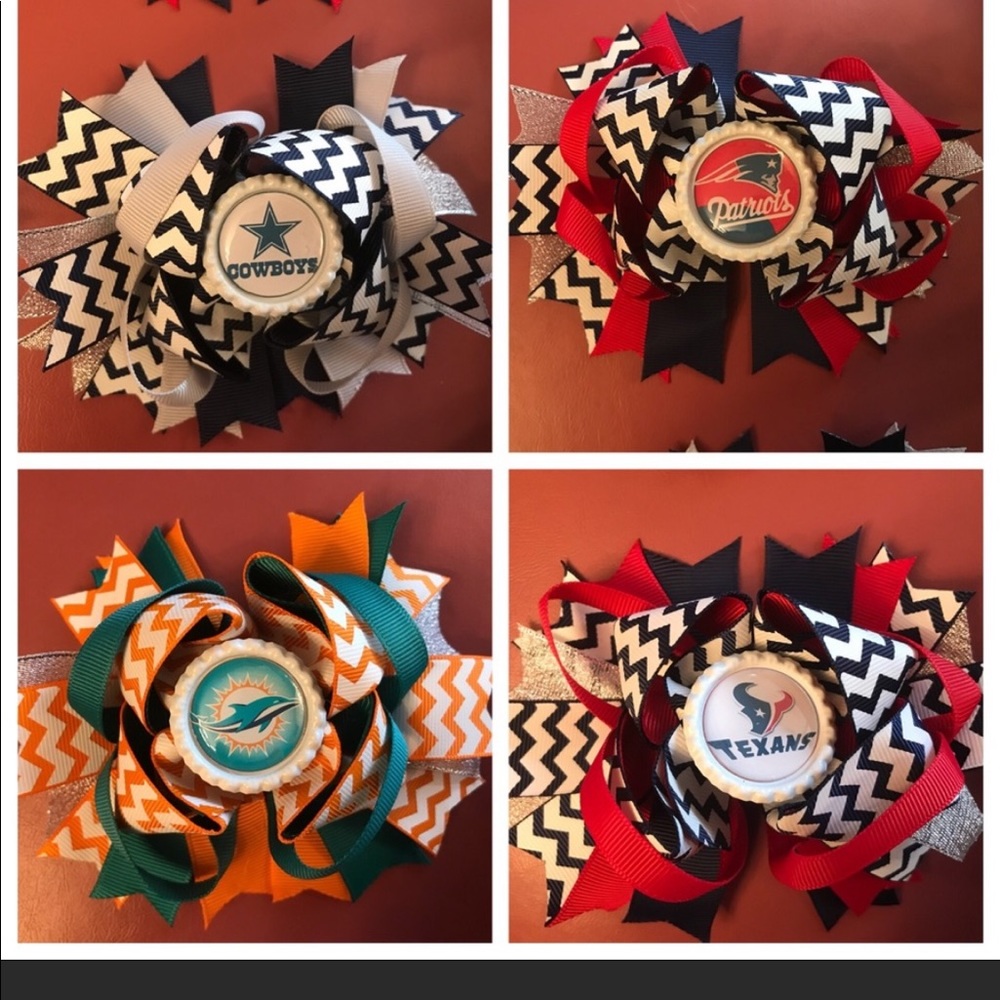 Two Miami Dolphins hairbows